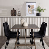 Jídelní stůl Kaseidon – kaučukové dřevo / tmavě hnědá MDF + jídelní židle Polar – černé nohy / černý samet _4