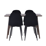 Jídelní stůl Kaseidon – kaučukové dřevo / tmavě hnědá MDF + jídelní židle Polar – černé nohy / černý samet _4