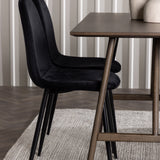 Jídelní stůl Kaseidon – kaučukové dřevo / tmavě hnědá MDF + jídelní židle Polar – černé nohy / černý samet _4