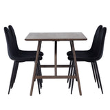 Jídelní stůl Kaseidon – kaučukové dřevo / tmavě hnědá MDF + jídelní židle Polar – černé nohy / černý samet _4