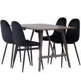 Jídelní stůl Kaseidon – kaučukové dřevo / tmavě hnědá MDF + jídelní židle Polar – černé nohy / černý samet _4