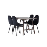 Jídelní stůl Kaseidon – kaučukové dřevo / tmavě hnědá MDF + jídelní židle Polar – černé nohy / černý samet _4