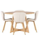 Jídelní stůl Yakidon - Gumové dřevo / Oaklook MDF + Jídelní židle Lilja - Oaklook / Béžová látka _4