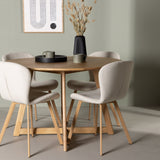 Jídelní stůl Yakidon - Gumové dřevo / Oaklook MDF + Jídelní židle Lilja - Oaklook / Béžová látka _4