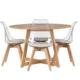 Yakidon Jídelní stůl - Gumové dřevo / Oaklook MDF +Edvin Jídelní židle - Nature / PET (polštář bílý) PET povrch, sedák s běžnou houbou _4