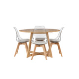 Yakidon Jídelní stůl - Gumové dřevo / Oaklook MDF +Edvin Jídelní židle - Nature / PET (polštář bílý) PET povrch, sedák s běžnou houbou _4