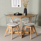 Yakidon Jídelní stůl - Gumové dřevo / Oaklook MDF +Edvin Jídelní židle - Nature / PET (polštář bílý) PET povrch, sedák s běžnou houbou _4