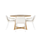 Jídelní stůl Yakidon - Gumové dřevo / Oaklook MDF + Jídelní židle Tvist - Béžová / Béžová PU _4