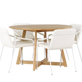 Jídelní stůl Yakidon - Gumové dřevo / Oaklook MDF + Jídelní židle Tvist - Béžová / Béžová PU _4