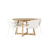 Jídelní stůl Yakidon - Gumové dřevo / Oaklook MDF + Jídelní židle Tvist - Béžová / Béžová PU _4