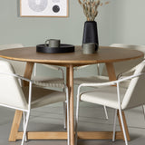 Jídelní stůl Yakidon - Gumové dřevo / Oaklook MDF + Jídelní židle Tvist - Béžová / Béžová PU _4