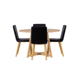 Jídelní stůl Yakidon - Gumové dřevo / Oaklook MDF + Jídelní židle Today - Přírodní / Černá PU _4