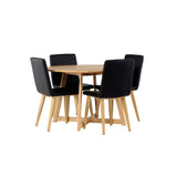 Jídelní stůl Yakidon - Gumové dřevo / Oaklook MDF + Jídelní židle Today - Přírodní / Černá PU _4