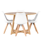 Jídelní stůl Yakidon - Gumové dřevo / Oaklook MDF + Jídelní židle Zeno - Přírodní vzhled dřeva / Bílá PP _4