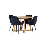 Jídelní stůl Yakidon - Gumové dřevo / Oaklook MDF + Noční jídelní židle - Černá / Black Velvet _4