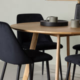 Jídelní stůl Yakidon - Gumové dřevo / Oaklook MDF + Noční jídelní židle - Černá / Black Velvet _4