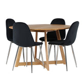 Jídelní stůl Yakidon - Gumové dřevo / Oaklook MDF + Jídelní židle Polar - Black Velvet / Chrome _4