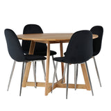 Jídelní stůl Yakidon - Gumové dřevo / Oaklook MDF + Jídelní židle Polar - Black Velvet / Chrome _4