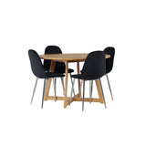 Jídelní stůl Yakidon - Gumové dřevo / Oaklook MDF + Jídelní židle Polar - Black Velvet / Chrome _4