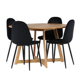 Jídelní stůl Yakidon - Gumové dřevo / Oaklook MDF + Jídelní židle Polar - Černé nohy / Black Velvet _4