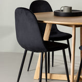 Jídelní stůl Yakidon - Gumové dřevo / Oaklook MDF + Jídelní židle Polar - Černé nohy / Black Velvet _4