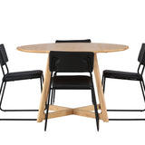 Jídelní stůl Yakidon – kaučukové dřevo / Oaklook MDF + židle Kenth – černá / černá PU _4