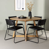 Jídelní stůl Yakidon – kaučukové dřevo / Oaklook MDF + židle Kenth – černá / černá PU _4