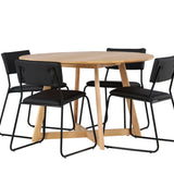 Jídelní stůl Yakidon – kaučukové dřevo / Oaklook MDF + židle Kenth – černá / černá PU _4