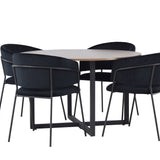 Jídelní stůl Durango - černá / ořechová MDF + jídelní židle Selma - černá / černý samet _4