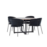 Jídelní stůl Durango - černá / ořechová MDF + jídelní židle Selma - černá / černý samet _4