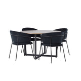 Jídelní stůl Durango - černá / ořechová MDF + jídelní židle Selma - černá / černý samet _4