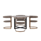 Jídelní stůl Durango - černá / ořechová MDF + ranní jídelní židle - černá / černá Boucle _4