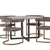 Jídelní stůl Durango - černá / ořechová MDF + ranní jídelní židle - černá / černá Boucle _4