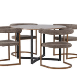 Jídelní stůl Durango - černá / ořechová MDF + ranní jídelní židle - černá / černá Boucle _4