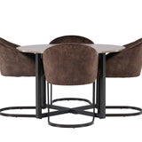 Jídelní stůl Durango – černá / ořechová MDF + večerní jídelní židle – matná hnědá / hnědá látka _4