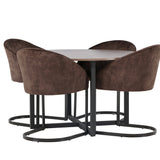 Jídelní stůl Durango – černá / ořechová MDF + večerní jídelní židle – matná hnědá / hnědá látka _4