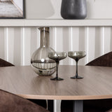 Jídelní stůl Durango – černá / ořechová MDF + večerní jídelní židle – matná hnědá / hnědá látka _4