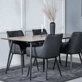 Jídelní stůl Silar - 180 cm - "Wood Look" Melamin / Černé nohy +Comfort - Jídelní židle 2-balení - černá/Černá _4