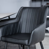 Jídelní stůl Silar - 180 cm - "Wood Look" Melamin / Černé nohy +Comfort - Jídelní židle 2-balení - černá/Černá _4