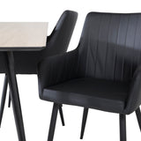 Jídelní stůl Silar - 180 cm - "Wood Look" Melamin / Černé nohy +Comfort - Jídelní židle 2-balení - černá/Černá _4