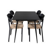 Prodlužovací stůl Silar – černý melamin / černé nohy + ocelová jídelní židle Polly 2-balení, K/D, sedák s černým podsvícením _4