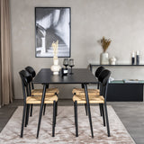 Prodlužovací stůl Silar – černý melamin / černé nohy + ocelová jídelní židle Polly 2-balení, K/D, sedák s černým podsvícením _4