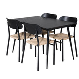 Prodlužovací stůl Silar – černý melamin / černé nohy + ocelová jídelní židle Polly 2-balení, K/D, sedák s černým podsvícením _4