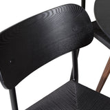 Kulatý stůl Plaza 100 cm - Černá deska - Ořechové nohy + Jídelní židle Polly 2-balení - Černá / Černá _4