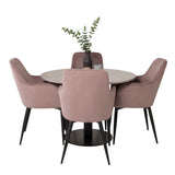 Razzia Jídelní stůl 106 cm - Šedá Terazzo / Černá + Komfortní jídelní židle 2-balení - Černé nohy / Dusty Pink Cordutoy _4