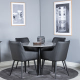 Razzia Jídelní stůl 106cm -Šedá Terazzo / Černá +Comfort - Jídelní židle 2-balení - černá/Černá _4