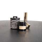 Jídelní stůl Dipp - 115 cm - Černá dýha / černé nohy s mosazným dipp + Komfortní jídelní židle 2-balení - Černé nohy / Dusty Pink Cordutoy _4