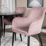 Jídelní stůl Dipp - 115 cm - Černá dýha / Celé černé nohy + Komfortní jídelní židle 2-balení - Černé nohy / Dusty Pink Cordutoy _4