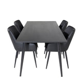 Dipp Jídelní stůl - 180*90cm - Černá dýha / celé černé nohy +Comfort - Jídelní židle 2-balení - černá/Černá _4