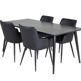 Dipp Jídelní stůl - 180*90cm - Černá dýha / celé černé nohy +Comfort - Jídelní židle 2-balení - černá/Černá _4